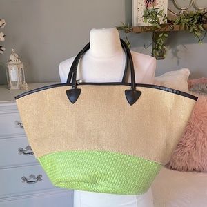 Beach Bag Large Straw Tote Lime